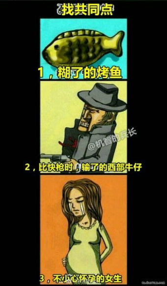 糊了的烤鱼不小心怀孕的女生输了的西部牛仔共同点是什么 糊了的烤鱼找共同点答案是什么