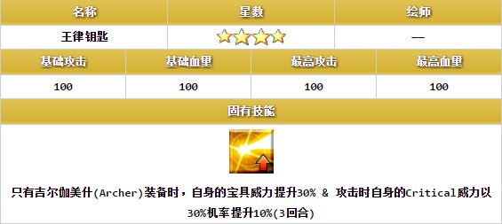 命运冠位指定吉尔加美什羁绊礼装王律钥匙怎么获得 命运冠位指定吉尔加美什羁绊礼装王律钥匙介绍
