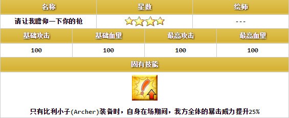 命运冠位指定比利小子羁绊礼装 命运冠位指定让我瞻仰一下你的枪介绍