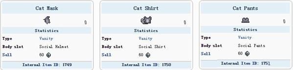 泰拉瑞亚猫咪服装