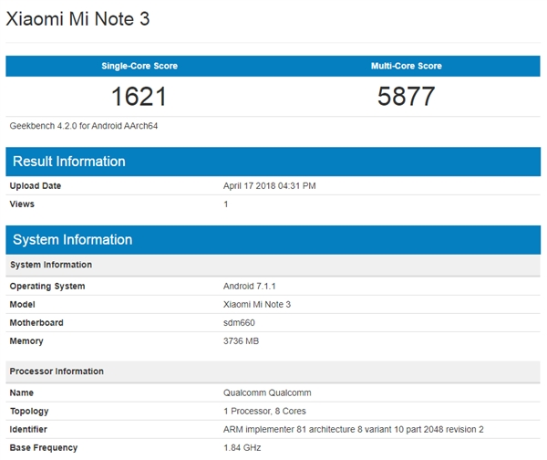 魅族15现身GeekBench：搭载骁龙660
