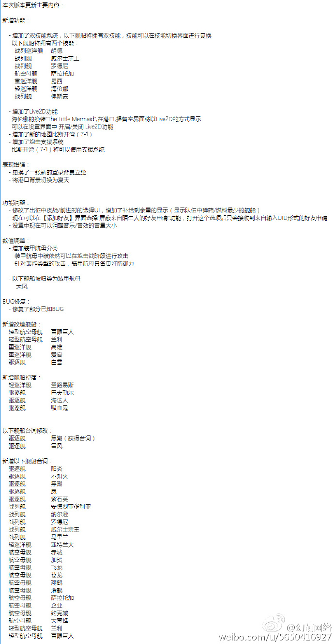 战舰少女R7月15日测试服更新内容一览
