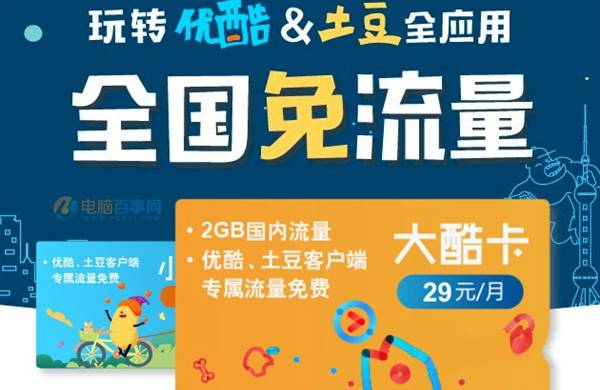 优酷大酷卡和小酷卡资费详情介绍