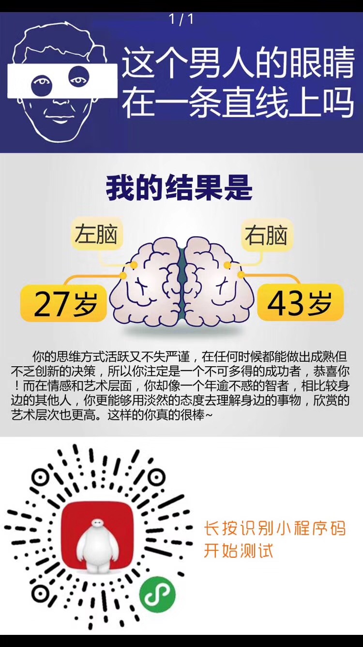 这个男人的眼睛在一条直线上吗测试答案大全 这个男人的眼睛在一条直线上吗正确答案